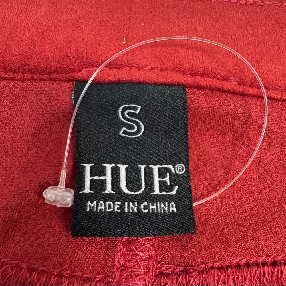 HUE Microsuede Leggings Womens S Small Red Dahlia Back Pockets Stretchy